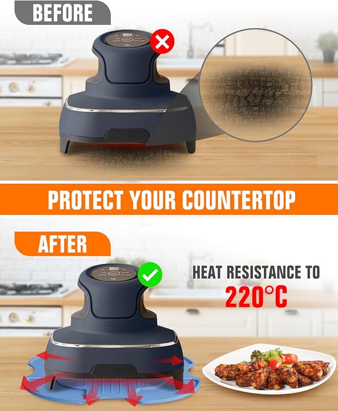 2-PCS Air Fryer Heat Resistant Mat & Splatter Shield for Ninja Crispi Air Fryers,Silicone Heat Mat & Splatter Guard for Ninja Crispi Accessories Splashes and Portable Kitchen -&Black (Sky Blue)