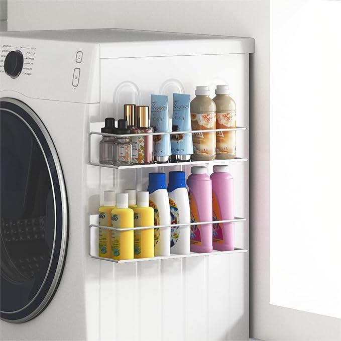 Magnetic Spice Rack for Refrigerator Magnetic Fridge Shelf for Kitchen Spice Organizer Magnetic Shelf for Fridge Space Saving White 4 Pack with Magnetic Paper Towel Holder