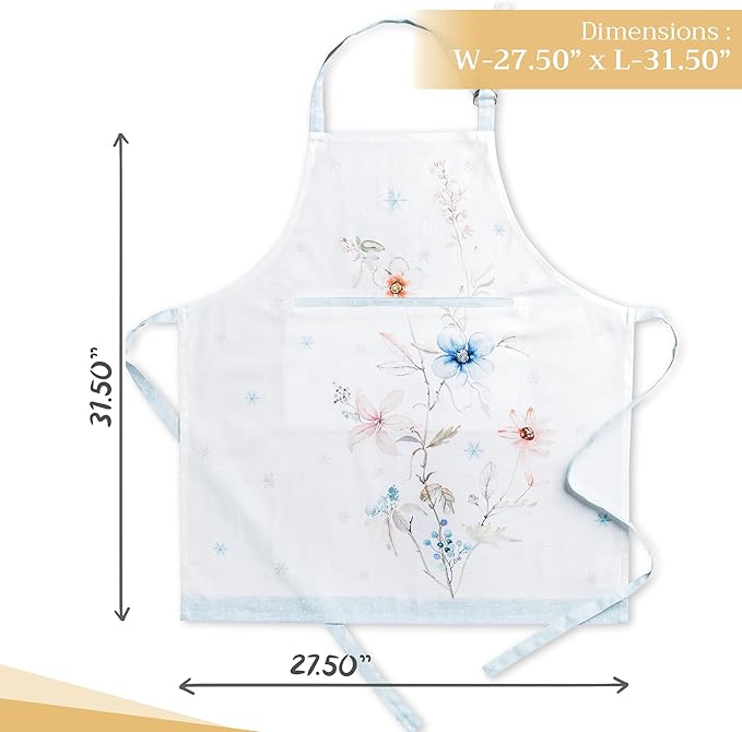 Maison d' Hermine 100% Cotton Apron for women with Pocket Kitchen Chef Apron for Men Cooking Gardening Server Waitress