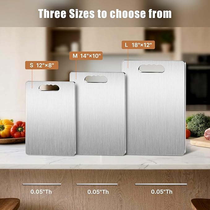 Titanium Cutting Board,100% Pure Titanium Cutting Boards for Kitchen, Double-sided Food Grade Cutting Boards Non Toxic, Chopping Board Dishwasher Safe for Cutting Meat Vegetable Fruit(18L*12W)