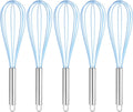 HARFINGTON 5Pcs Silicone Whisk 12" Kitchen Whisk Wire Whisks Beater with Stainless Steel Handle for Egg Milk Whisking Blending Beating & Stirring, Blue