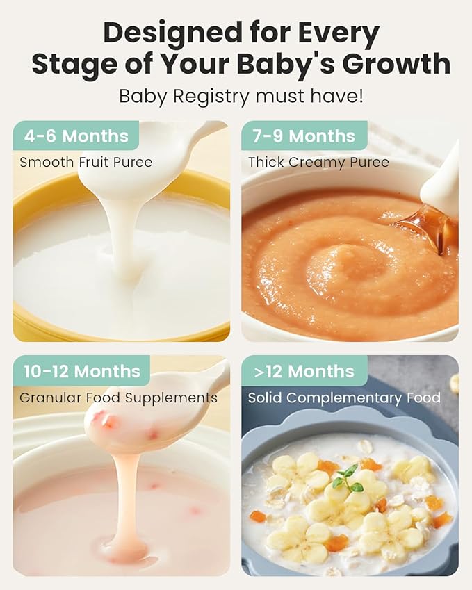 GROWNSY Baby Food Maker with Steam Basket, One Step Baby Food Processor Steamer Puree Blender Grinder Mills Machine, Auto Cooking Grinding and Sterili-zing for Healthy Homemade Baby Food, Blcak