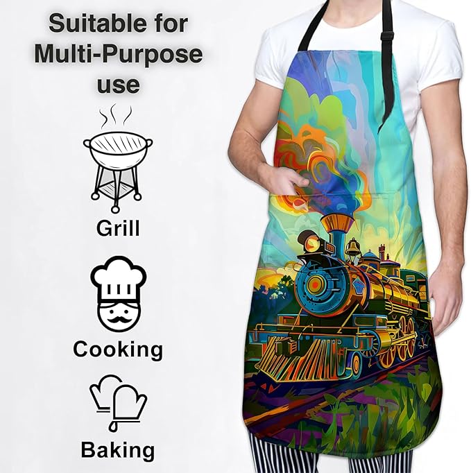 Cute Dolphin Apron for Women Men, Oxford Fabric Kitchen Cooking Chef Aprons