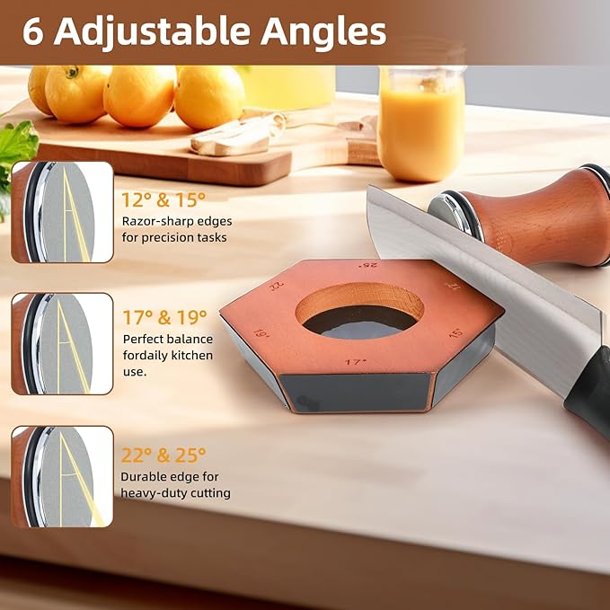 Rolling Knife Sharpener - 6 Angles & 4 Blades System, Ergonomic Waist Design for Kitchen Chef Knives, Sharpening Stone for Precision Edge