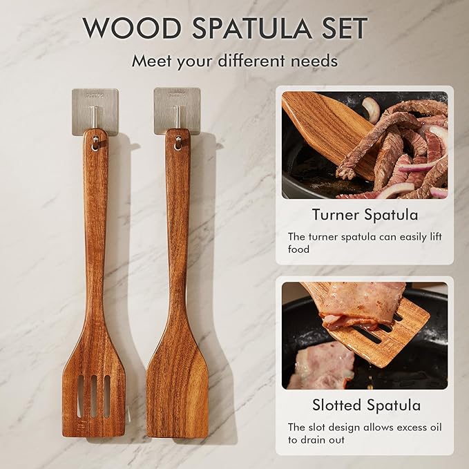 CHOSIN Wood Cutting Board, Acacia Chopping Board with Juice Groove - 16"x12" Cutting Board with Wooden Spatula Set for Kitchen and House Warming Gift