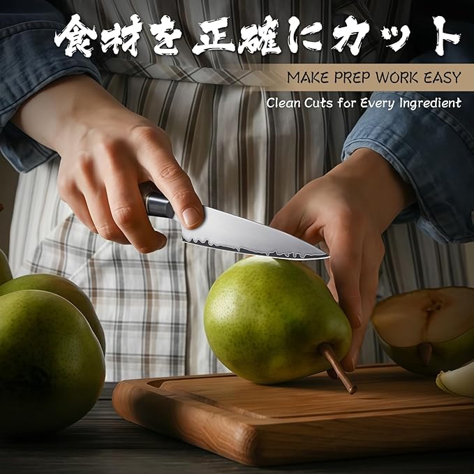 Purple Dragon Kitchen Utility Knife 5.1 Inch, Vg10 Steel Ultra Sharp Blade, Small Kitchen Fruit Paring Knife with Ergonomic Wooden Handle Christmas Gift for Men and Women