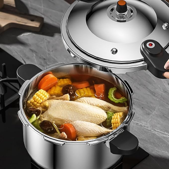 Stainless Steel Pressure Cooker, 80Kpa High Pressure Pressure Cooker with Safety Valve, Instant Cookware for Induction, Gas, Electric Cookware