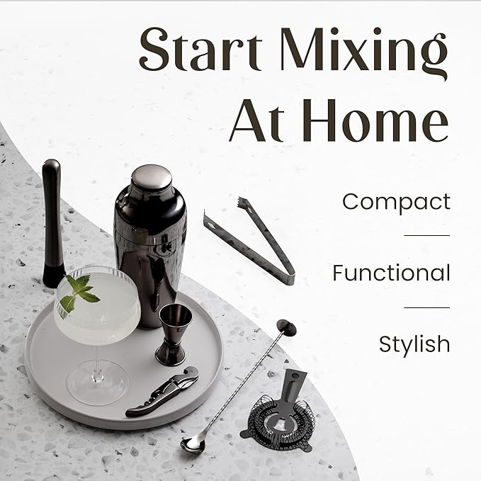 Mixology & Craft Bartender Kit - 15 Piece Set Including Cocktail Shaker and Bar Accessories, Perfect for Drink Mixing at Home, Plus Exclusive Recipe Cards