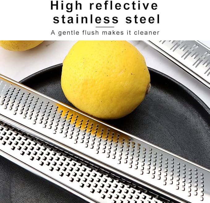 Lemon Citrus Grater,Stainless Steel Cheese Grater with Protective Cover and Brush Perfect Kitchen Tool for Ginger Garlic Oranges Vegetables Fruits(COLOR:Silver+Black)