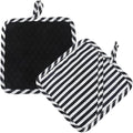 Pot Holders for Kitchen 2 Pack Heat Resistant Hot Pads for Kitchen Counter Decor, Silicone Non-Slip Hot Pads with Soft Cotton Lining Pot Holder Trivets for Kitchens Oven Cooking Baking Pans, Black
