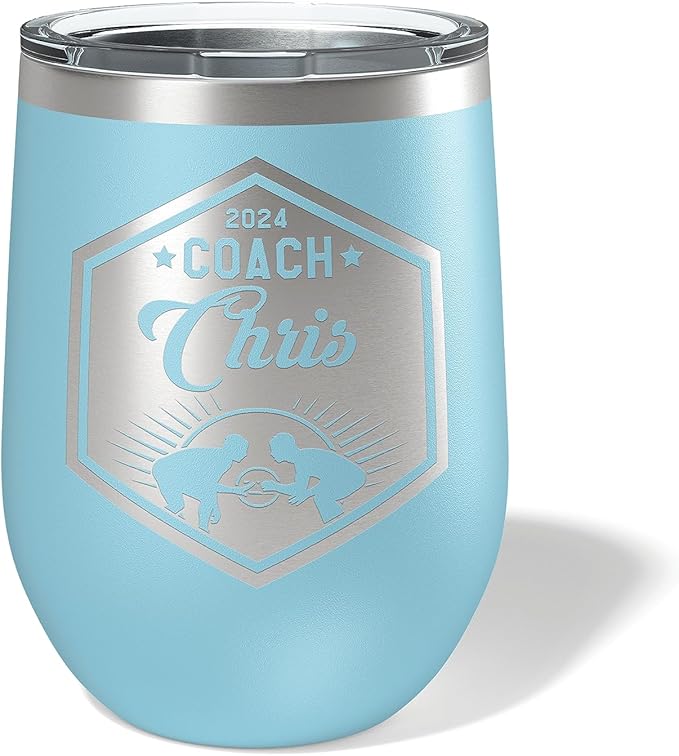 Wrestling Coach gifts, Tumbler, Coach tumbler, Wrestling gifts, Coach Beer glass, Coach gift, Wrestling Coach, Coach gifts, Wrestling Coach (Wrestling Hexagon, Sky Blue, 12oz Wine Tumbler)