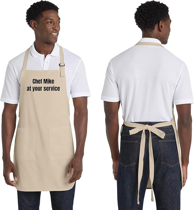 Custom Text Cooking & BBQ Apron – Personalized Chef or Grill Gift – Full Length (1-3 Lines)