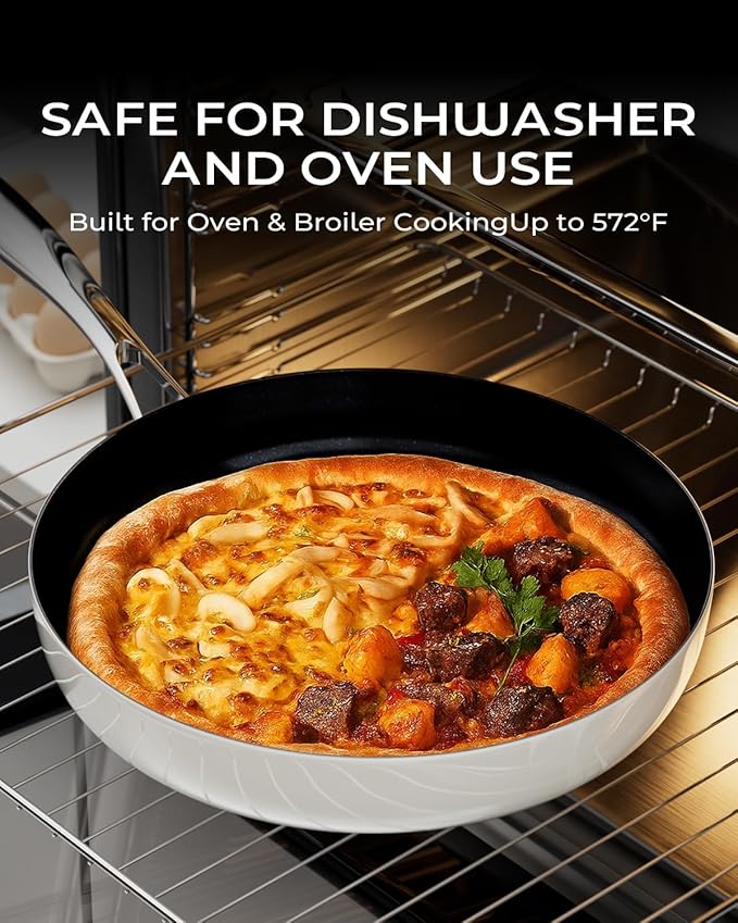 Ceramic Nonstick Frying Pan for Cooking 11.8 Inch, Non Stick Tri-Ply Stainless Steel Pan, Non Toxic Skillet, PTFE & PFOA Free, Compatible with All Stovetops, Dishwasher & Oven Safe