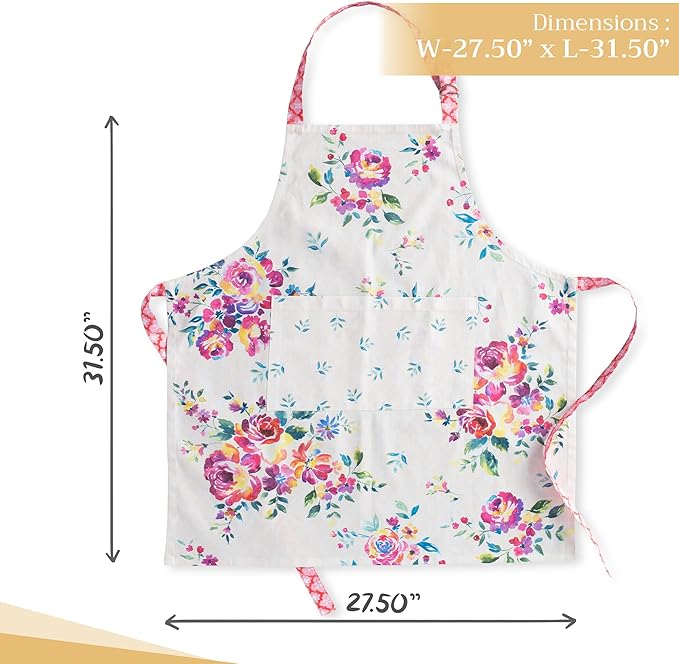 Maison d' Hermine 100% Cotton Apron for women with Pocket Kitchen Chef Apron for Men Cooking Gardening Server Waitress