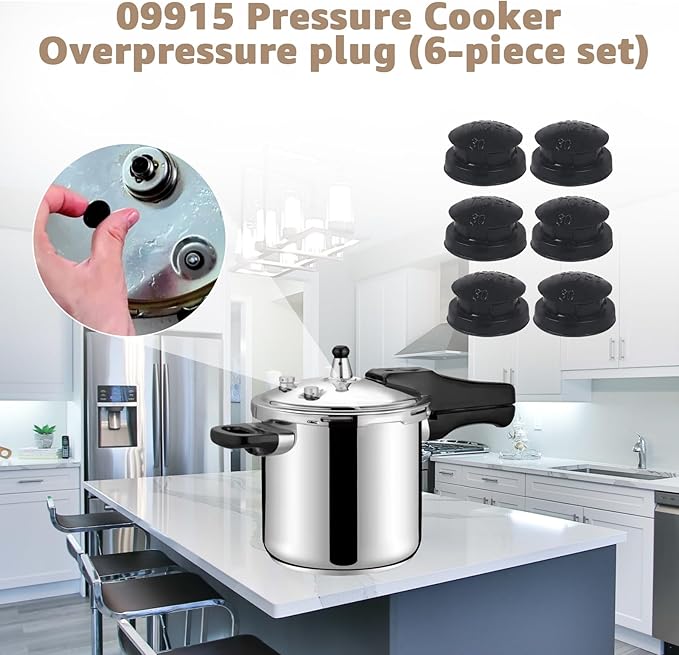 09915 Pressure Cooker Overpressure Plug (6-Pack) - Compatible with Presto Pressure Cooker Replacement Parts