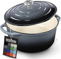 Zulay Kitchen 5 Quart Enameled Cast Iron Dutch Oven Pot with Lid – Premium Durability & Oven Safe up to 500°F – Heavy Duty Cookware Perfect for Bread Baking, Stews, Braising & Roasting – Gray
