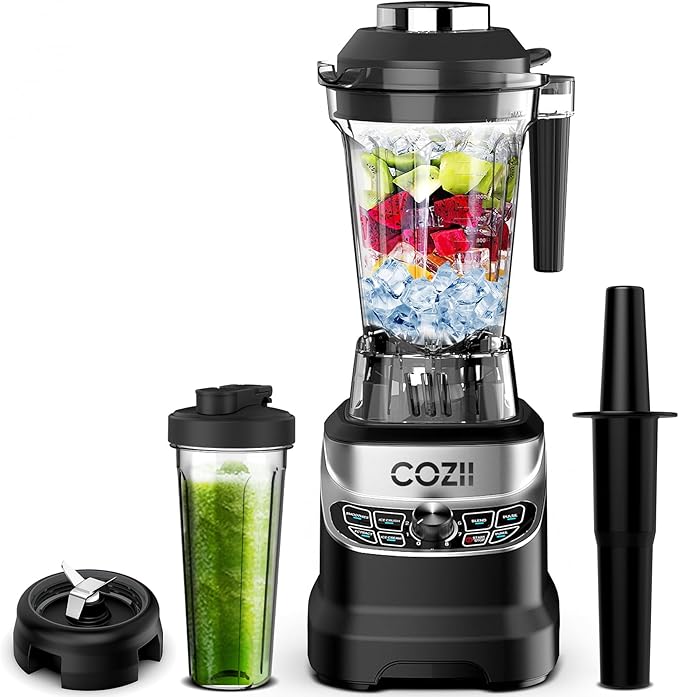 COZII Professional 2000W Blenders for Kitchen with 64oz Pitcher & 21oz To-go Cup, High Speed for Smoothies/Ice Crushing/Frozen Drink/Puree, 7 Preset Programs & 8 Speed Control (Black)