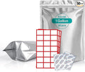 BELLE KR® 50 Pcs 1 Gallon Mylar Bags with Oxygen Absorbers (500cc) - 9.5 mil - Gusseted Mylar Bags 1 Gallon Resealable & Heat Sealable for Long Term Food Storage - Labels Included