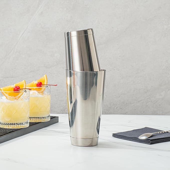 Restaurantware Bar Lux 24 Ounce Boston Shaker 1 Metal Cocktail Shaker - Weighted Bottom No Leak Stainless Steel Martini Drink Mixer Essential Bar Tool For Home Use Or Bartenders