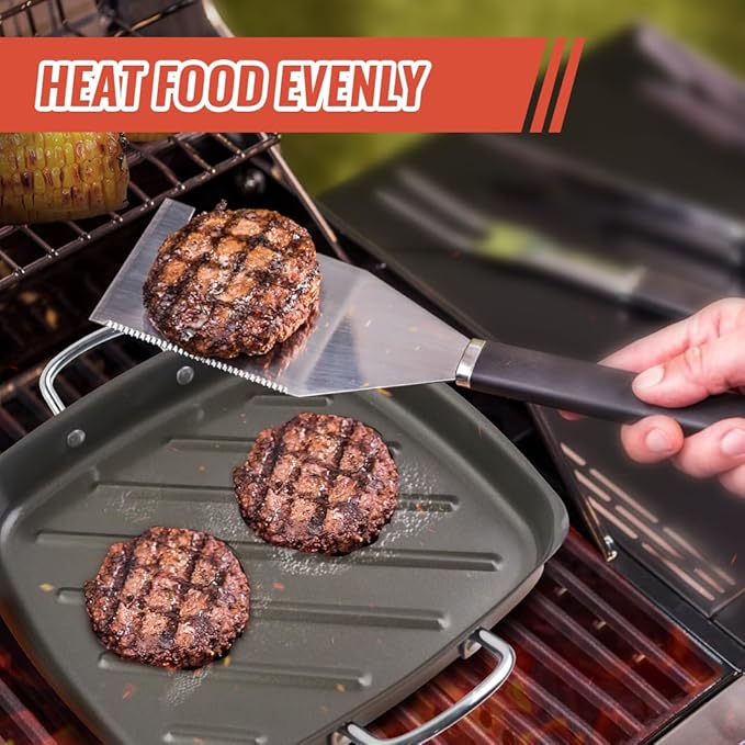 Grill Pan for Outdoor Grill - 11” Grill Pan BBQ Grill Topper With Handles Grill Trays For Grilling Barbecue Tray