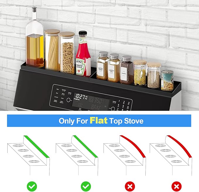 30" Magnetic Stove Top Shelf Spice Rack,2 Pack 15" kitchen Seasoning Organizers Storage Gadgets Spice Rack Over The Stove Shelf Metal (Black-2 Pack 15")