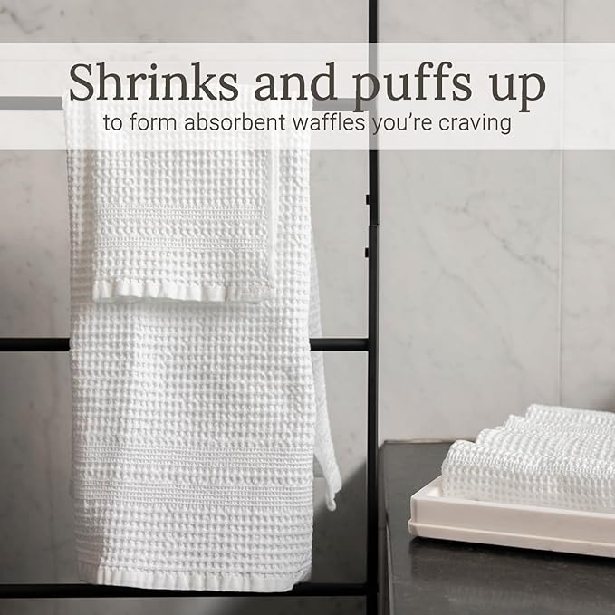 GILDEN TREE Waffle Hand Towels for Bathroom Quick Dry Towel Super Absorbent Thin 100% Cotton Lint Free, Hand Towels for Bathroom Set of 2, Classic Style (White)