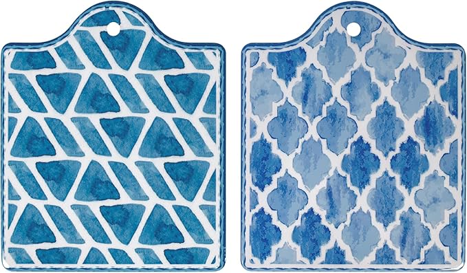 2-Pcs Ceramic-Cork Trivets - Extra Thick Hot Pads for Kitchen, Trivets for Hot Dishes, Pots and Pans (Minimalist Style)