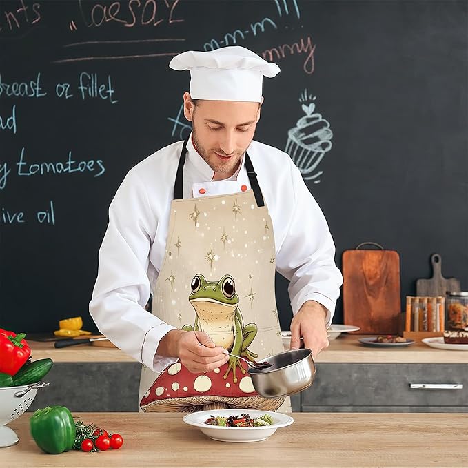 Kitchen Apron with Pocket,Waterproof Adjustable Neck and Long Ties, Cooking Baking Gardening Painting Apron for Women