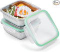 2 Pack Sandwich Containers, 24oz Stainless Steel Sandwich Box with Airtight Lids, BPA-Free, Dishwasher Safe, Durable & Reusable Metal Meal Prep Lunch Boxes for Fruits, Snacks, Bento (Green)
