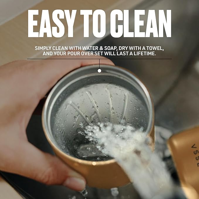 VSSL - Nest Pour Over Coffee Set | Coffee Maker for Camping | All-In-One Travel Pour Over | Transportable Dripper, 10oz Stainless Steel Travel Mug | Compact Storage & Adventure Ready | Sahara