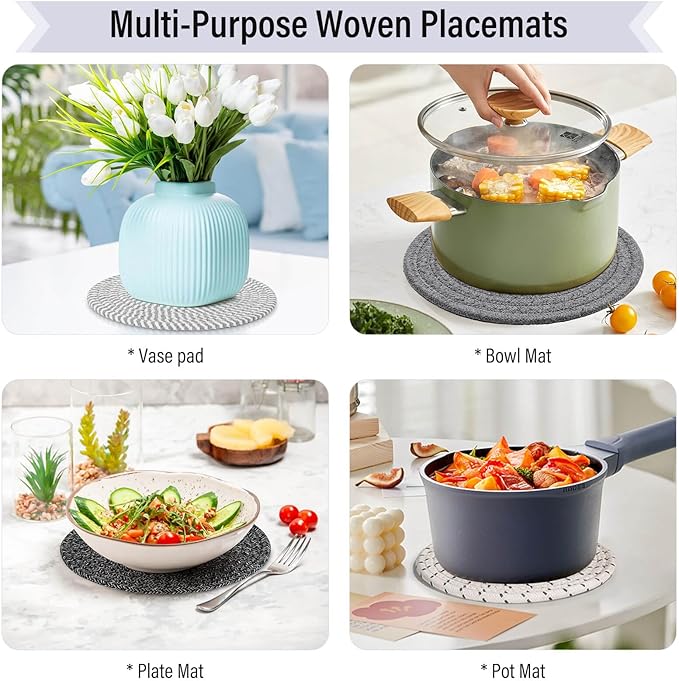 8" Trivets Set for Hot Dishes, 4 Heat Resistant Pot Holders Kitchen Counter, Table, Home Essentials, Anti Stain Hot Pads Plate Mats for Hot pots and Pans