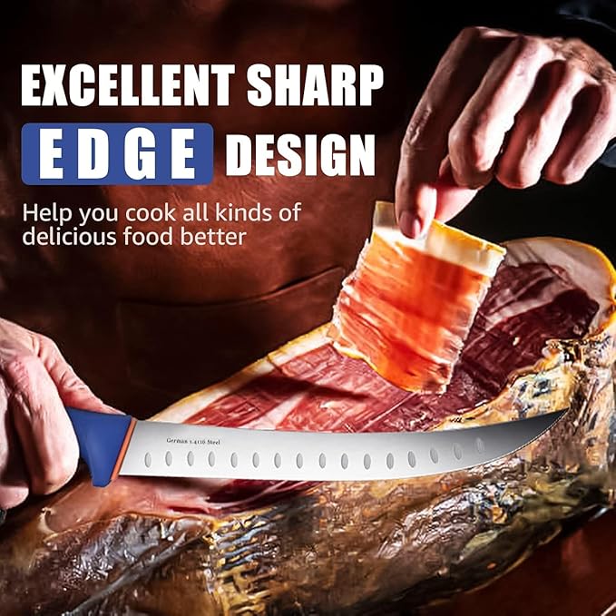 DRAGON RIOT 4 Piece Butcher Knife Set Brisket Trimming Set Include 6" Boning Knife, 6" Skinning Knife, 10" Butcher Breaking Knife and 10" Sharpening Steel