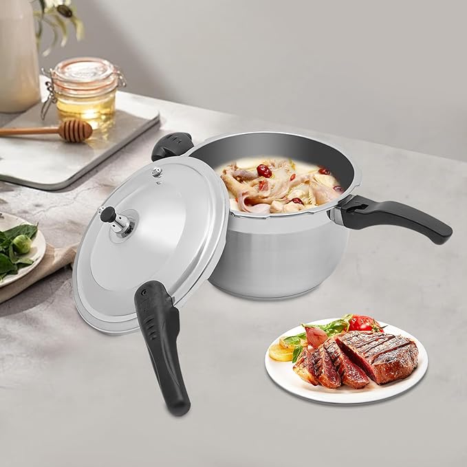 Stainless Steel Pressure Cooker Small Pressure Pot 80Kpa High Security Pressure Canner with Handle for Home Restaurants (8L/8.45Qt)