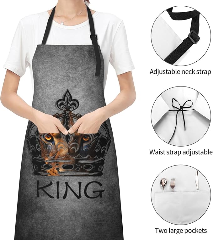 King Aprons Mens Aprons with Pockets and Adjustable Cool Apron for Gardening Cooking Kitchen