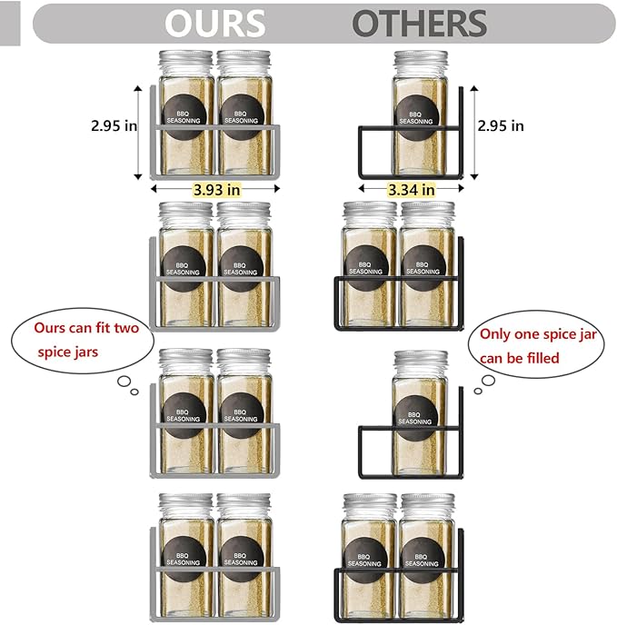 Magnetic Spice Rack for Refrigerator Seasoning Organizer for Spice Fridge Shelf storage Magnetic Shelf with Hook for Oven (4pack-Grey)