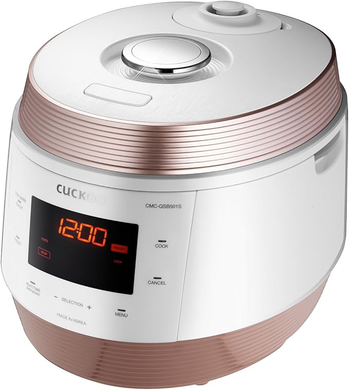 CUCKOO Electric Pressure Cooker 5QT, Versatile Slow Cooker with 10 Menu Options, High Pressure Food Steamer for Cooking, Instant Multicooker with Stainless Steel Non-Stick Inner Pot (CMC-QSB501S)