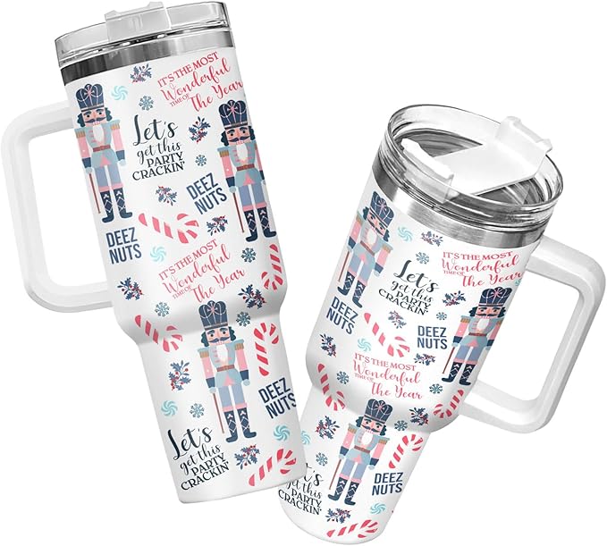 34HD Christmas Gifts for Women, Movie Tumbler 40 Oz with Handle, Coffee Travel Cup, Xmas Coffee Mug, Movie Lovers Gifts