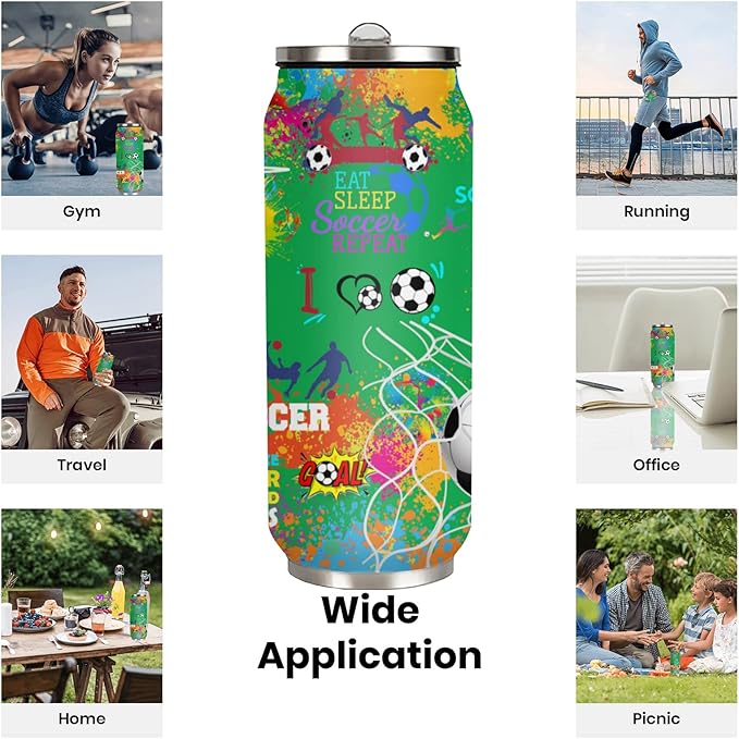 Soccer Tumbler 17oz Stainless Steel Insulated, Travel Coffee Cup, Sport Tumblers Gifts for Soccer Lovers, Men Women, Coach, Birthday, Christmas