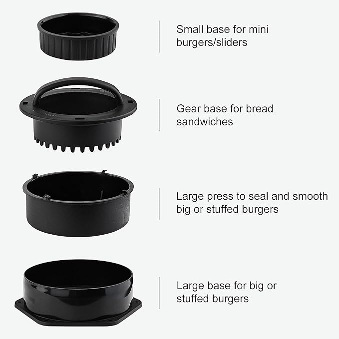 POLIGO 5PCS Smash Burger Press Kit - 4 in 1 Hamburger Patty Storage Containers,7.68"X4.1" Rectangle Cast Iron Smash Bacon Press- Non Stick Smash Burger Press Set for Grill and Griddle Cooking