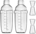 4 pcs Clear Cocktail Shaker Set 2 pcs Plastic bar Shaker with 2 pcs Plastic Cocktail Double Measuring Jigger