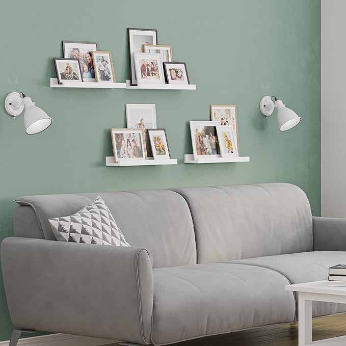 Wallniture Denver Floating Shelves for Kids Room Decor, White Wall Bookshelf for Picture Frames, Kids Room Shelves, Wall Shelf, Set of 4