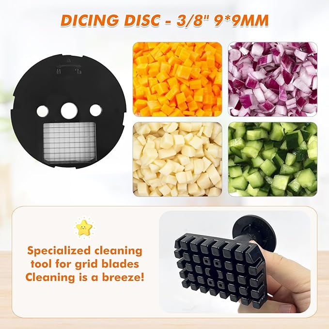 Anatole Electric Vegetable Dicer Slicer Commercial Food Processor Multifunctional Veggie Chopper Professional Heavy Duty Fruits Cutter with 2 Stainless Steel Blades for Carrot Potato Onion 100W 110V