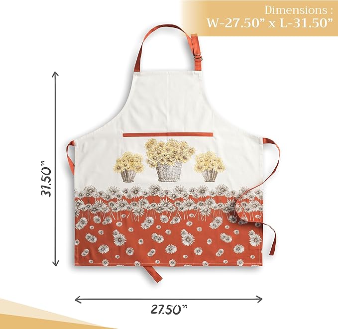 Maison d' Hermine 100% Cotton Apron for women with Pocket Kitchen Chef Apron for Men Cooking Gardening Server Waitress
