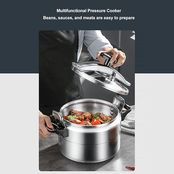 Quart Pressure Cooker, Aluminum Pressure Cooker Pot with Pressure Gauge and Cooking Rack for Family or Commercial Use (3L)