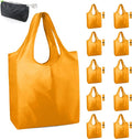 BeeGreen Yellow Reusable Grocery Bags Light Orange Shopping Bags Bulk 50LBS X-Large Foldable Heavy Duty 10 Pieces