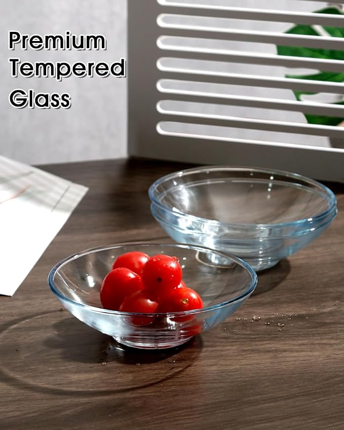 NUTRIUPS 3 Pack 6inch Tempered Glass Sauce Dishes, 8oz Small Dip Bowls, Small Candy Dishes, Mini Prep Bowls