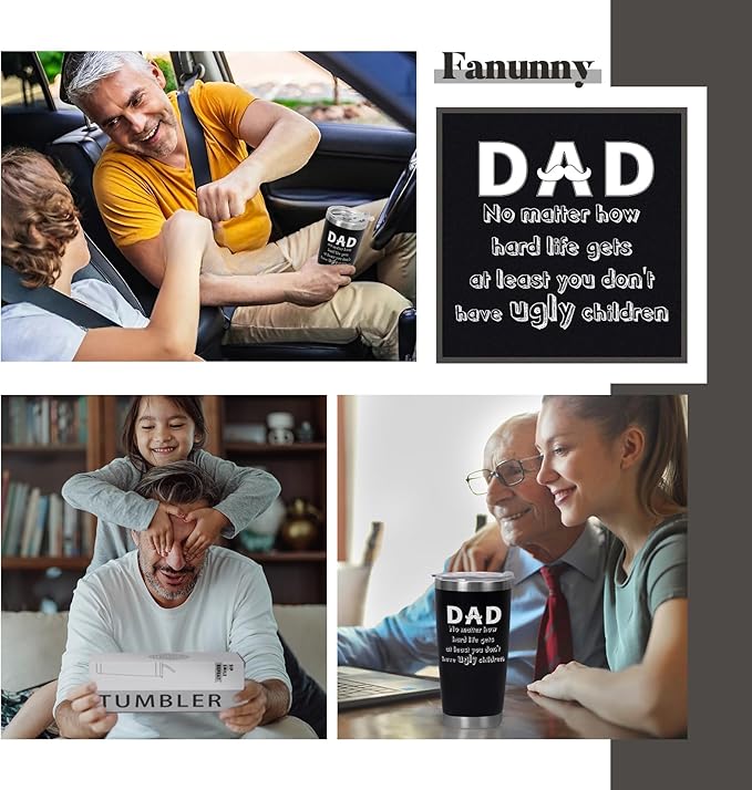 Father's Day Gift Best Dad Ever Tumbler, Birthday Gifts for Dad From Daughter Son Gifts Present for Dad Men Husband Uncle-20 OZ Coffee Tumbler
