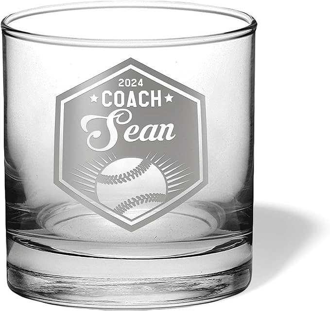 Baseball Coach Beer Glasses - Baseball Coach Gifts Personalized Coach Pint Glass Engraved Coach Award Baseball Beer Glass End of Season Gifts Coach (Baseball, Single Whiskey Gift Box)