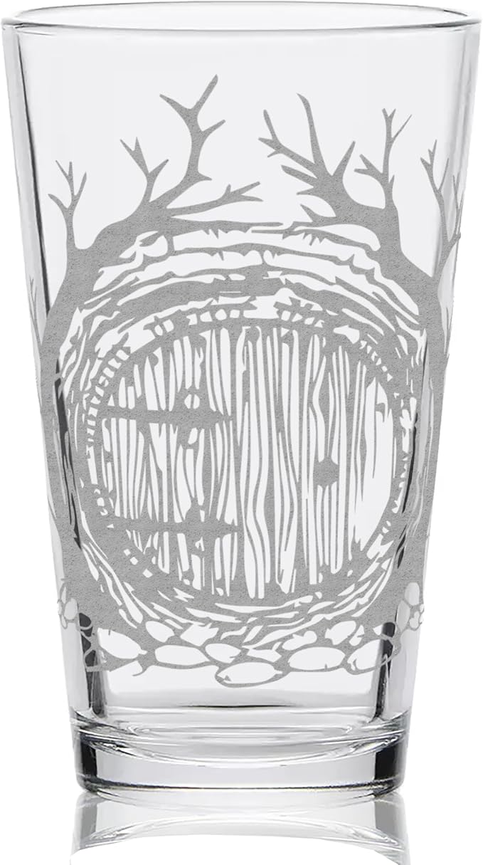 HOBBITON HOLE Engraved 16oz Pint Glass | Inspired by Tolkien Power Ring and Middle Earth | Great Christmas Gift Idea | Unique Elvish Fantasy Wizard Fantasy Decor!