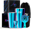 IOV Boston Cocktail Shaker Bar Set, Bartender Kit Drink Mixer Set with 18 oz & 28 oz Boston Shakers, Hawthorne Strainer, Double Jigger, Bar Tool Kit and Recipe Booklet - Rainbow